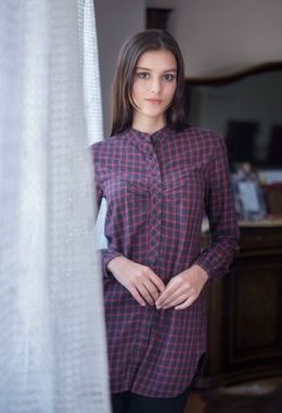 Long Shirt With  Check Design 